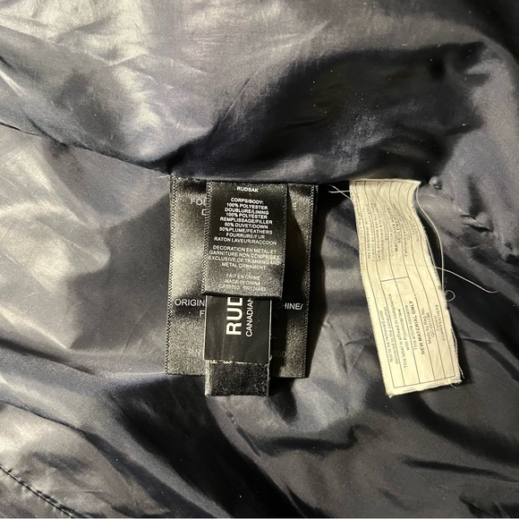 Rudsak navy down winter coat with leather waistband and details - Picture 13 of 16